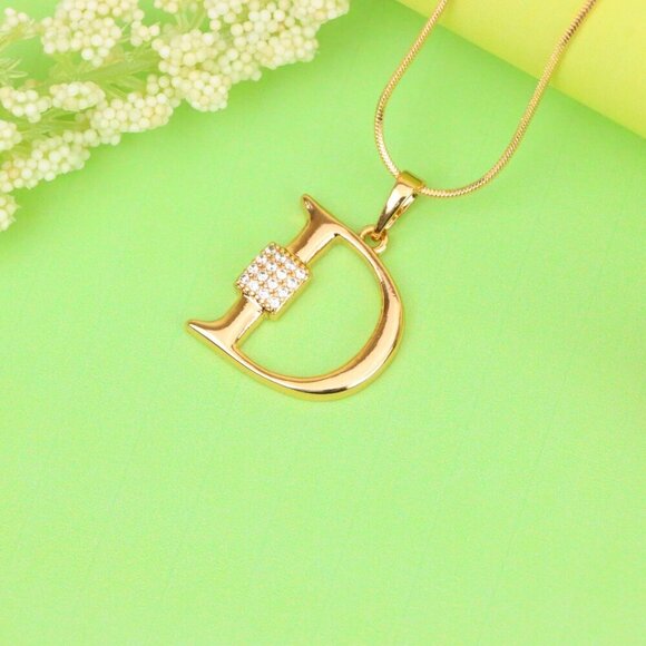 "Rose Gold Plated D Initial Pendant with Sparkling Crystal Detail, XPPT1415 - Picture 4 of 13